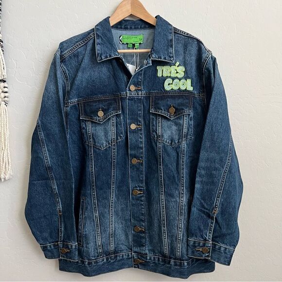 FREE PEOPLE x SANDRINE ROSE Women’s Tres Cool Oversized Denim Jacket Size Large - Picture 3 of 10